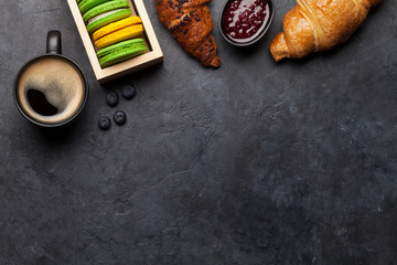 Breakfast with coffee and croissant