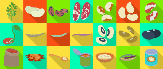 Bean of food vector illustration on white background .Isolated flat set icon soybean.Vector flat set icon bean of food.