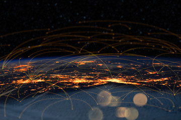 Energy Digitalization and Communication technology for internet business. Global world network and...