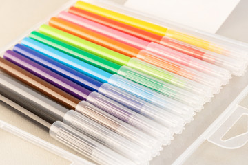 Fototapeta premium Colorful markers on white background. Colorful marker on isolated background. Bright marker and empty space for your design or installation