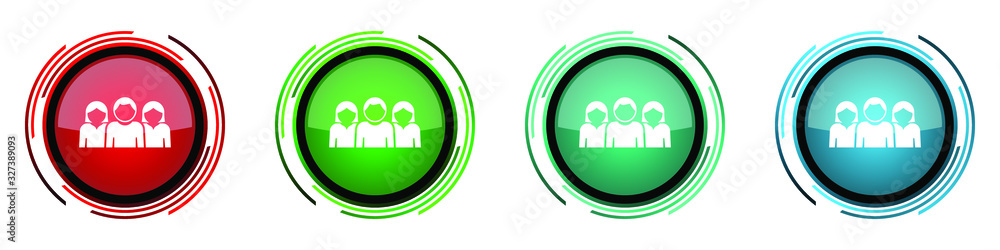 Poster people round glossy vector icons, set of buttons for webdesign, internet and mobile phone applicatio