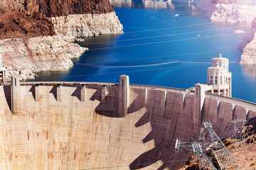 Hoover Dam in the Black Canyon of the Colorado river on Nevada Arizona border from Mike O'Callaghan...