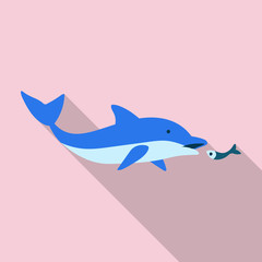 Blue dolphin vector icon.Flat vector icon isolated on white background blue dolphin .