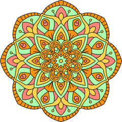 Vector mandala. Ethnic mandala with colorful tribal ornament. Isolated. Bright colors.