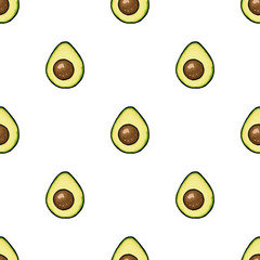 Minimal seamless avocado background in grunge sketch style.