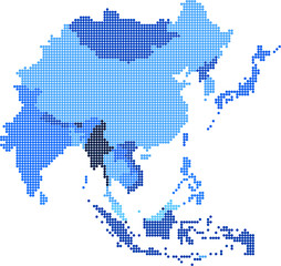 Fototapeta na wymiar Circle Geometry East Asia map.All elements are separated in editable countries. Vector illustration EPS10.
