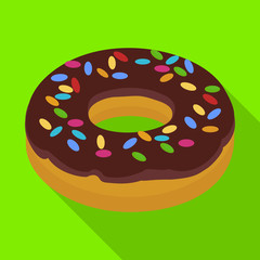 Chocolate doughnut vector icon.Flat vector icon isolated on white background chocolate doughnut.