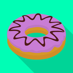 Pink doughnut vector icon.Flat vector icon isolated on white background pink doughnut.