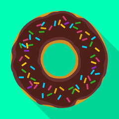 Chocolate doughnut vector icon.Flat vector icon isolated on white background chocolate doughnut.