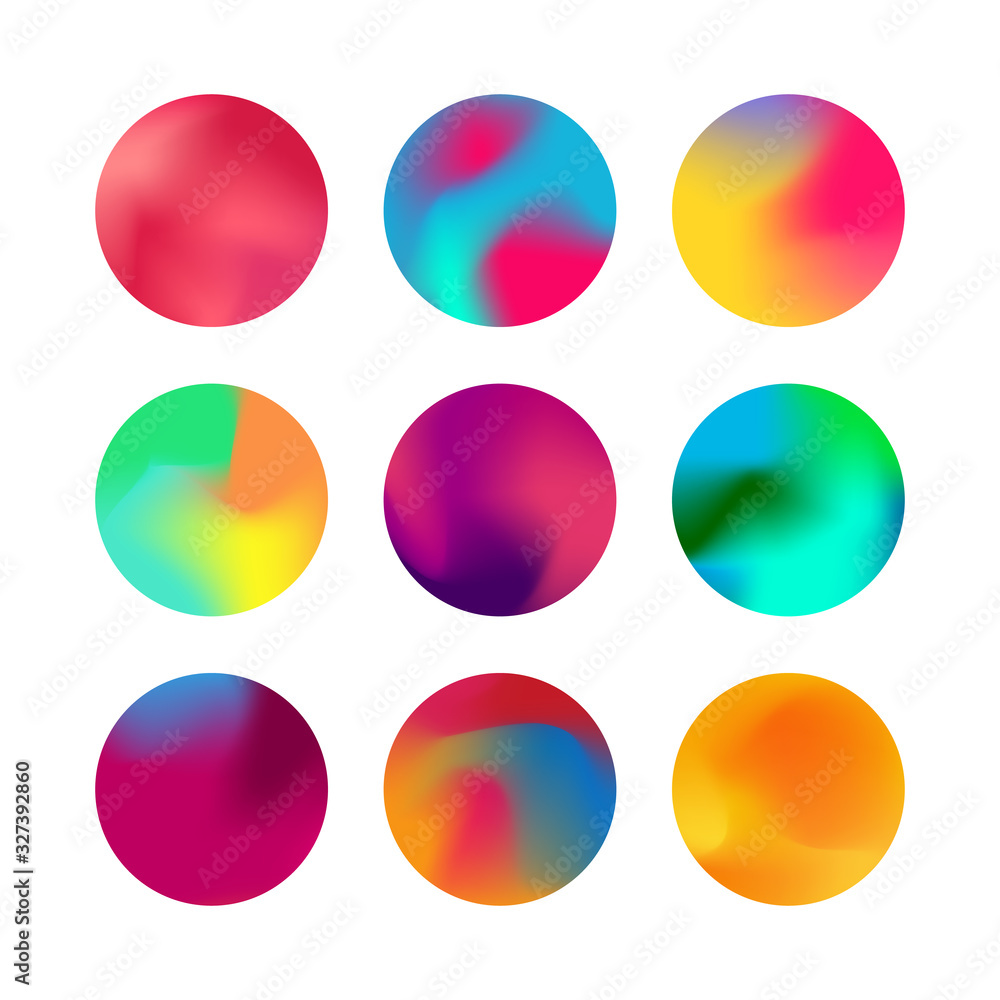 Aufkleber jpeg round colorful gradient set. rounded holographic gradient sphere button collection. vivid color
