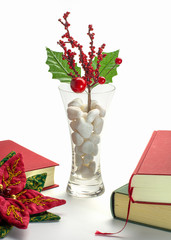 Bodegón en rojo sobre fondo blanco