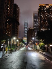 Fototapeta na wymiar Taipei101 during foggy night