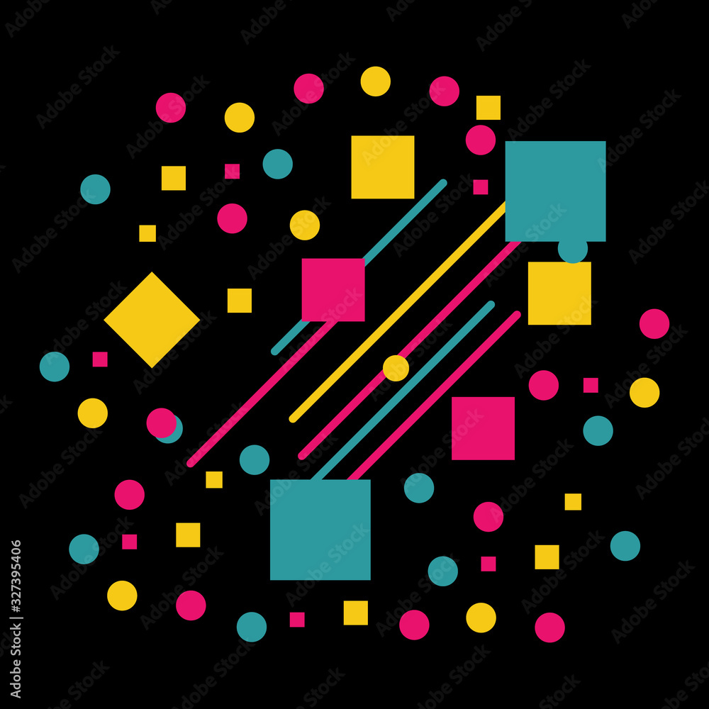 Aufkleber abstract geometric pattern and background with dynamic circles, squares, lines. use for modern desig