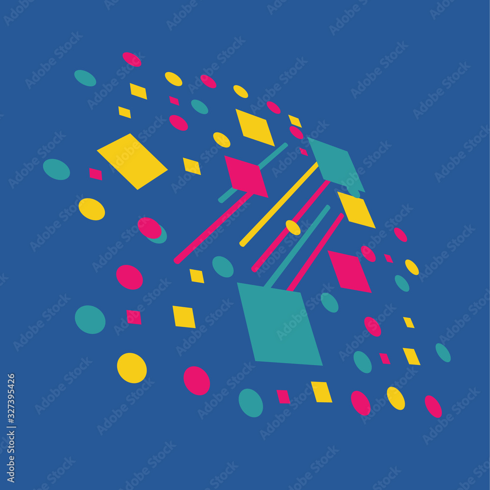 Aufkleber abstract geometric pattern and background with dynamic circles, squares, lines. use for modern desig