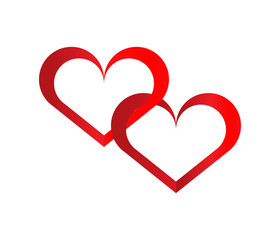 Hearts icon. Silhouette of hearts on background.Two hearts vector sing.Flat