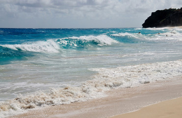 Waves wash ashore