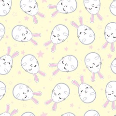Cute Bunny Rabbit Seamless Pattern Vector Background