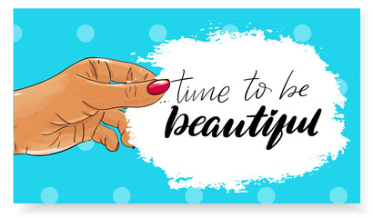 Manicure gift voucher card template Pop art discount coupon