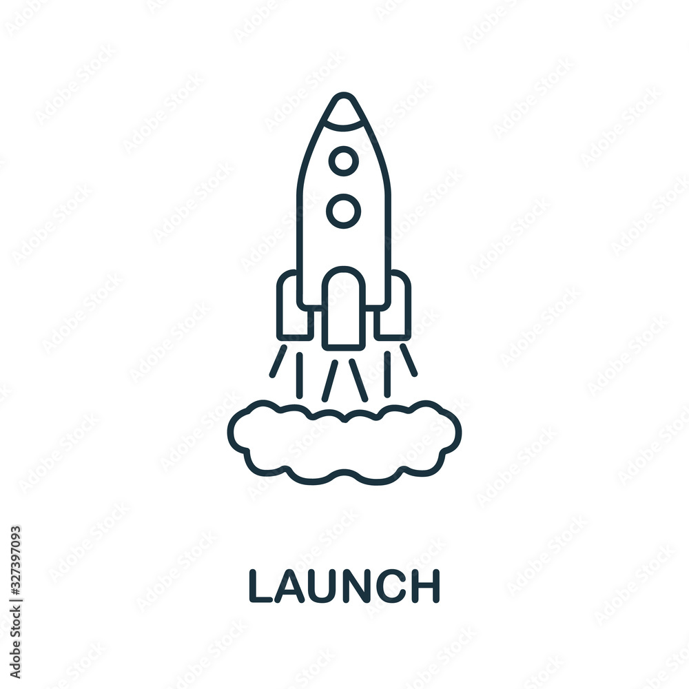 Poster launch icon from crowdfunding collection. simple line launch icon for templates, web design and info