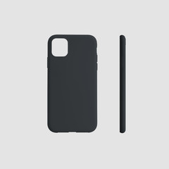 Mockup black cover for smartphone, isolated on a white background, for presentation design.