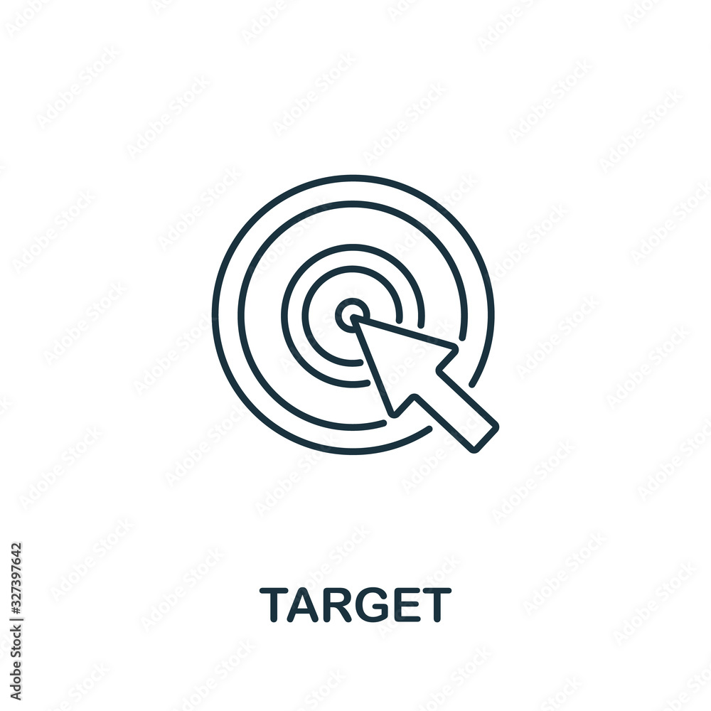 Poster target icon from digital marketing collection. simple line element target symbol for templates, web 
