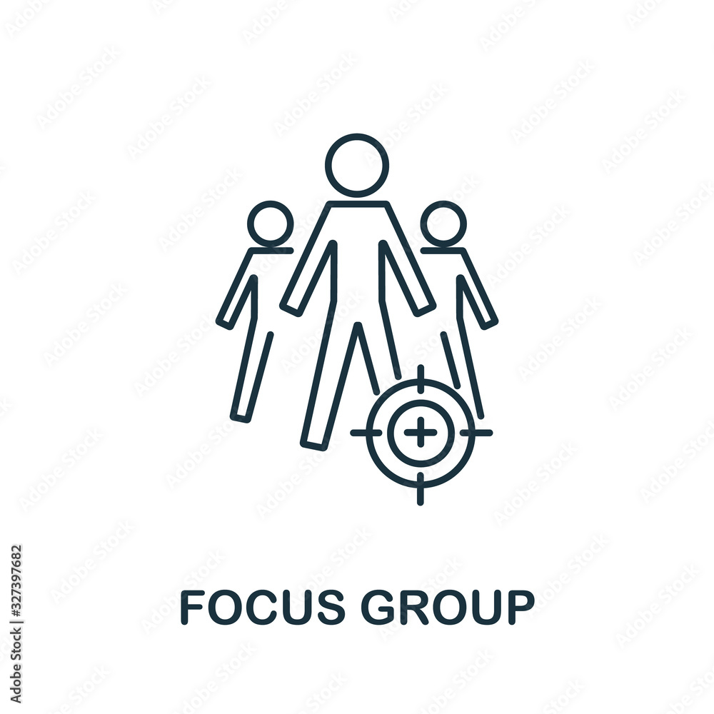Poster focus group icon from digital marketing collection. simple line element focus group symbol for templ