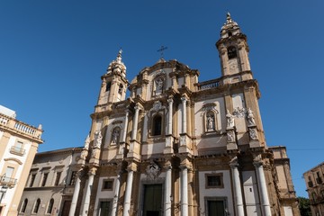 Fototapeta na wymiar Chiesa di San Domenico church in a perspective view in Palermo, Sicily