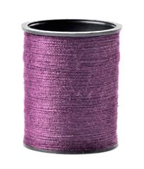 Purple thread spool isolated on white background