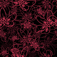 Seamless floral pattern with hand draw sping flower