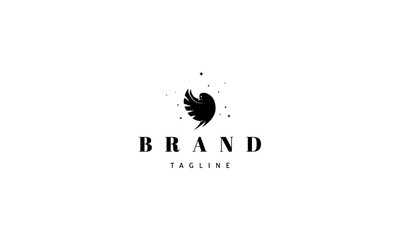 Vector black logo on which the abstract image of a pigeon.