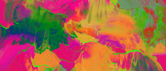 Abstract acrylic and watercolor smear blot painting. Saturated Color horizontal texture background.
