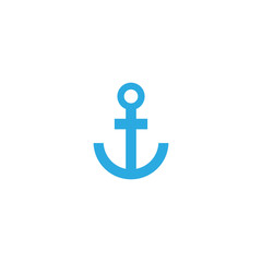 Anchor Nautical Blue Isolated on white background. Anchor vector logo icon maritime ocean sea boat illustration symbol