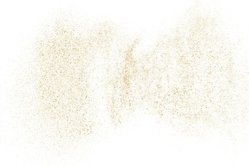 Gold Glitter Texture Isolated on White. Amber Particles Color. Celebratory Background. Golden Explosion of Confetti. Design Element. Digitally Generated Image. Vector Illustration, EPS 10.