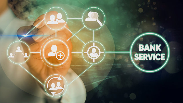 Word writing text Bank Service. Business photo showcasing Activities involved in accepting and safeguarding money by bank - Powered by Adobe