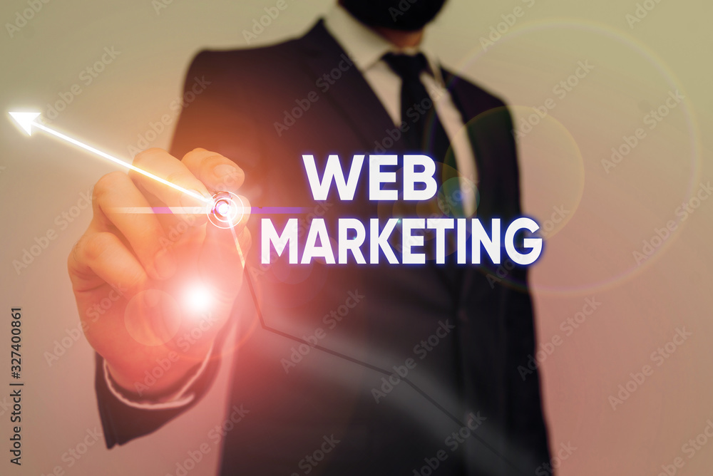 Poster text sign showing web marketing. business photo showcasing the process of using the internet to mark