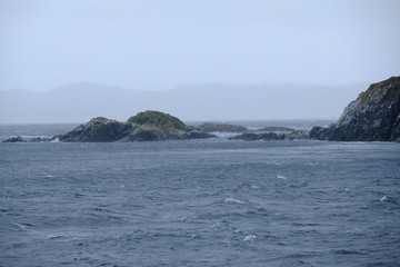 Fototapeta na wymiar Sailing between the Cap Horn and the Nassau Bay in Tierra del Fuego, Chile.