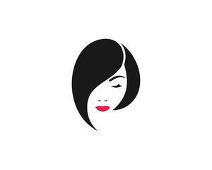Woman face logo for salon and hair treatment, spa