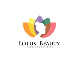 lotus flower Beauty woman salon and hair treatment logo