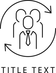 three persons two arrows in a circle line