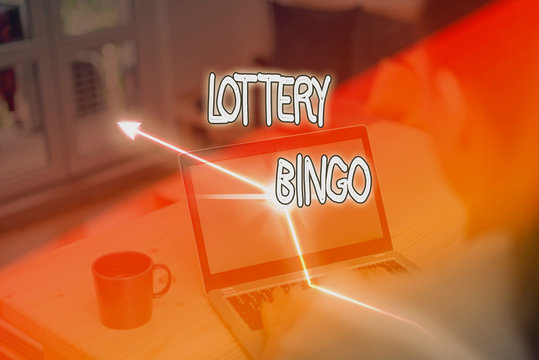Writing note showing Lottery Bingo. Business concept for game of chance in which each player matches numbers printed