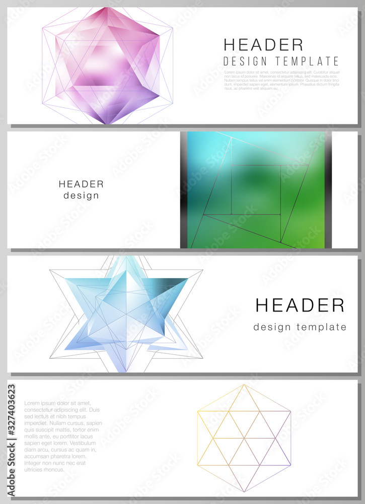 Poster the minimalistic vector illustration of the editable layout of headers, banner design templates. 3d 