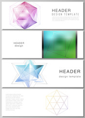 Fototapeta premium The minimalistic vector illustration of the editable layout of headers, banner design templates. 3d polygonal geometric modern design abstract background. Science or technology vector illustration.