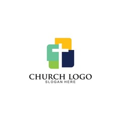 Fototapeta premium Church Logo template, Christian symbols. The Cross of Jesus, vector Illustration