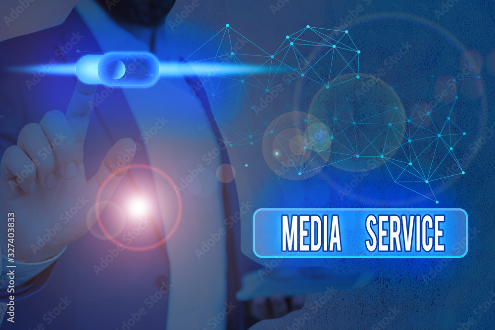 Poster writing note showing media service. business concept for server programs that delivers streaming med