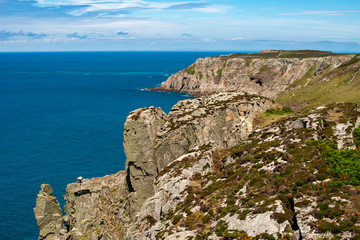 Fototapeta na wymiar Granite cliffs on Lundy Island