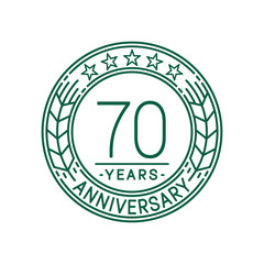 70 years anniversary celebration logo template. Line art vector and illustration.