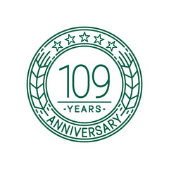 109 years anniversary celebration logo template. Line art vector and illustration.