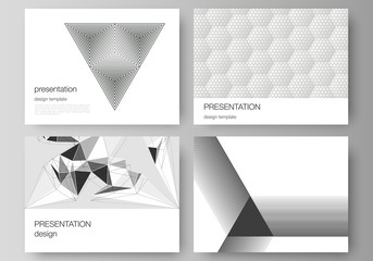 The minimalistic abstract vector illustration layout of the presentation slides design business templates. Abstract geometric triangle design background using different triangular style patterns.