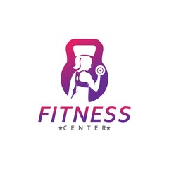 Fitness woman logo for Sport Label, Gym Badge, gym and fitness club, vector illustration