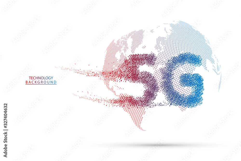Poster points are connected and create a sign 5g network wireless internet. technology and network concept.